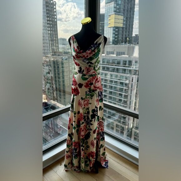 🆕 BRONX & BANCO 🧿 NWOT Leo Floral Print Maxi Gown - Size L / US 8 - Picture 3 of 16